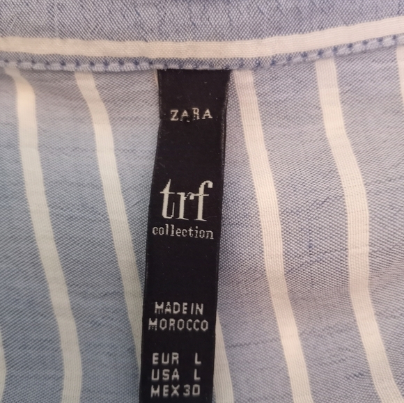 Zara TRF Casual Striped Button Down Belted Classic Shirt Dress w Front Pockets - Picture 6 of 7